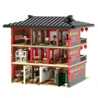 Assembling an anime-themed flower street building block set