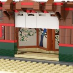 Assembling an anime-themed flower street building block set