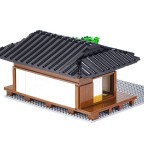 Anime-style Japanese garden themed meeting room building blocks