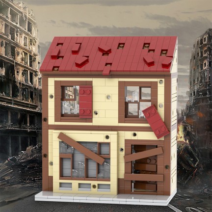 City Ruins War Building Block Model