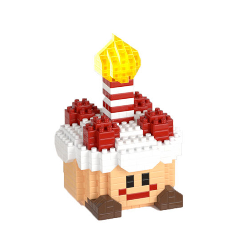 Miniature digital birthday cake building blocks