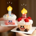 Miniature digital birthday cake building blocks
