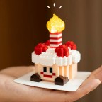 Miniature digital birthday cake building blocks