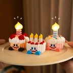 Miniature digital birthday cake building blocks