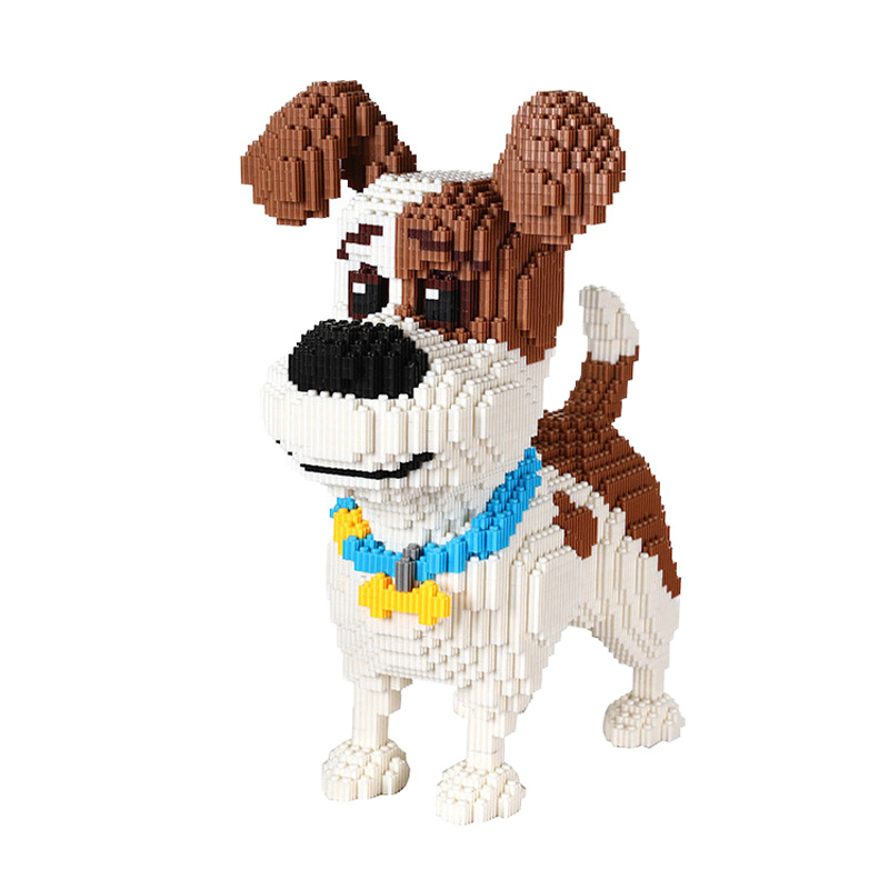 Assembleable dog-themed micro-particle building blocks