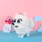 Assembleable dog-themed micro-particle building blocks