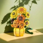 Golden Sunflower Vase Building Block Set