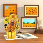 Golden Sunflower Vase Building Block Set
