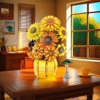 Golden Sunflower Vase Building Block Set