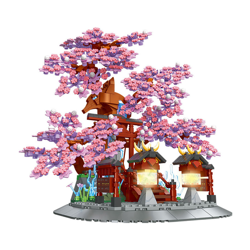 Cherry blossom bonsai tree building block set