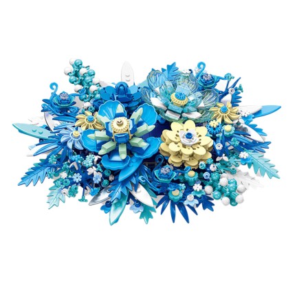 Blue floral model building block set