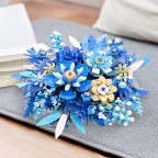 Blue floral model building block set