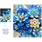 Blue floral model building block set