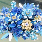 Blue floral model building block set