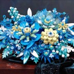 Blue floral model building block set