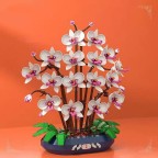 Artificial orchid bonsai and butterfly flower building blocks