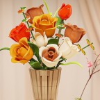 Flower and rose bouquet scene building block puzzle model