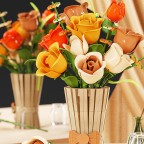 Flower and rose bouquet scene building block puzzle model