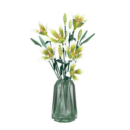 Pure White Lily Eternal Flower Bouquet Building Blocks
