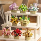 Rose flower basket building block decoration set