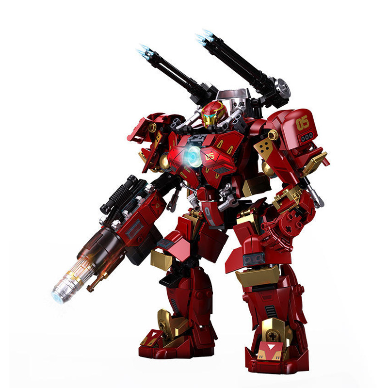Multi-angle mecha warrior building block assembly model