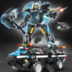 Special forces armored vehicle transforming robot building blocks