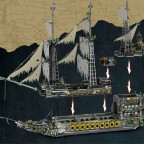 Large pirate ship building block model