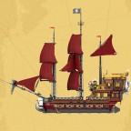 Classic pirate adventure ship large building blocks