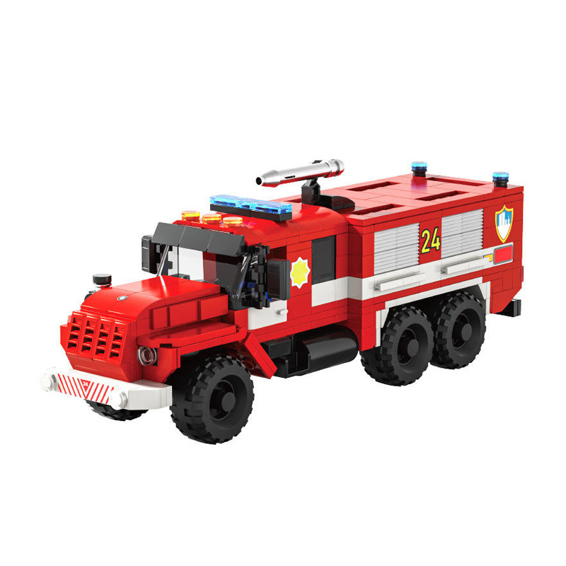Small particle fire truck building block DIY model