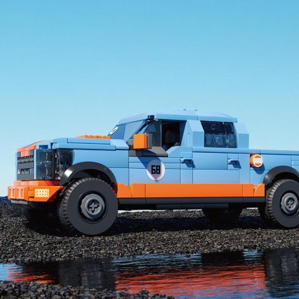 Blue mini truck building block set