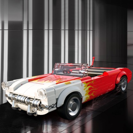 Retro Flame Convertible Sports Car Building Blocks Set
