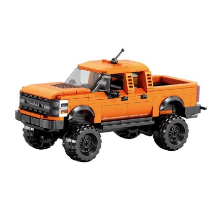 Orange Raptor off-road pickup truck building blocks
