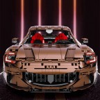 Bronze-colored retro sports car building blocks