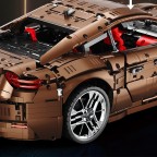 Bronze-colored retro sports car building blocks