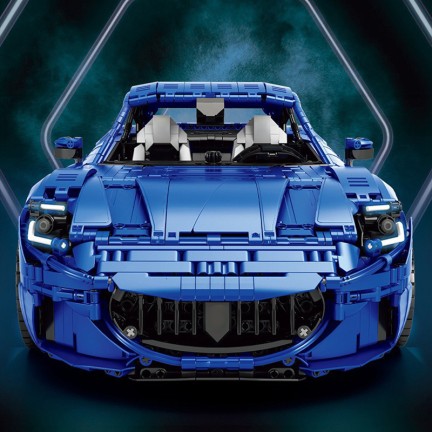 Blue classic sports car building block model